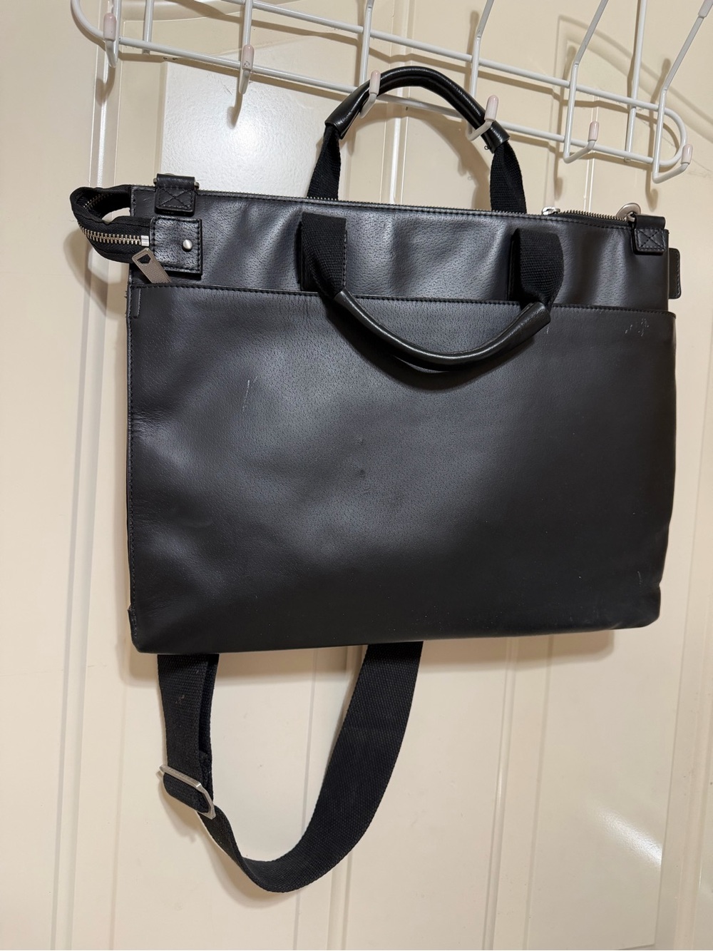 Jack Spade Black Leather Laptop Briefcase